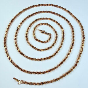 14K Solid Yellow Gold OroAmerica 2.5MM Rope Twist Chain Vintage Necklace 30.5"